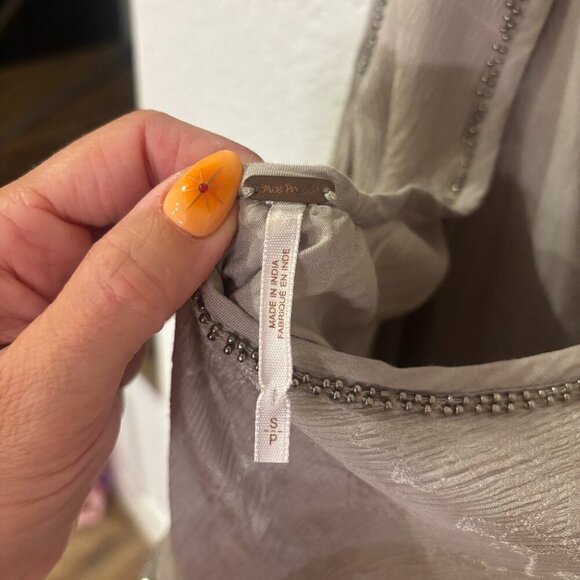 Free People Delilah Beaded Mini Dress Tan - Picture 7 of 7